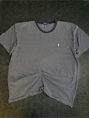 POLO RALPH LAUREN STRIPED NAVY WHITE MEN'S T-SHIRT SHORT SLEEVE SIZE XL